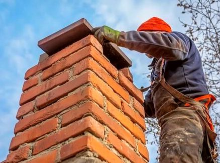 Fitting a new cap onto a brick chimney in Monterey Park